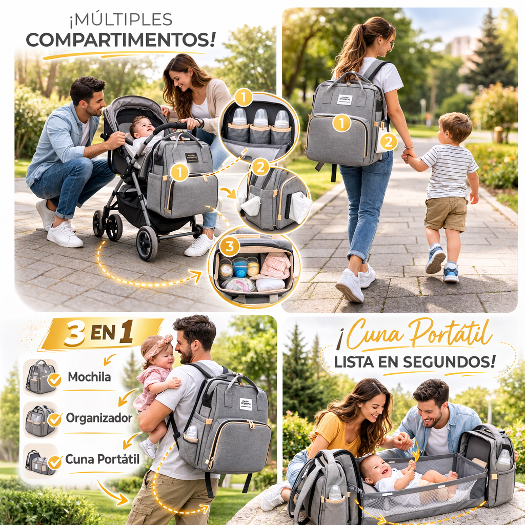 Mochila Pañalera BabyGo® 3 en 1